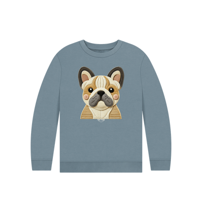 Stone Blue Printed Kids Jumper