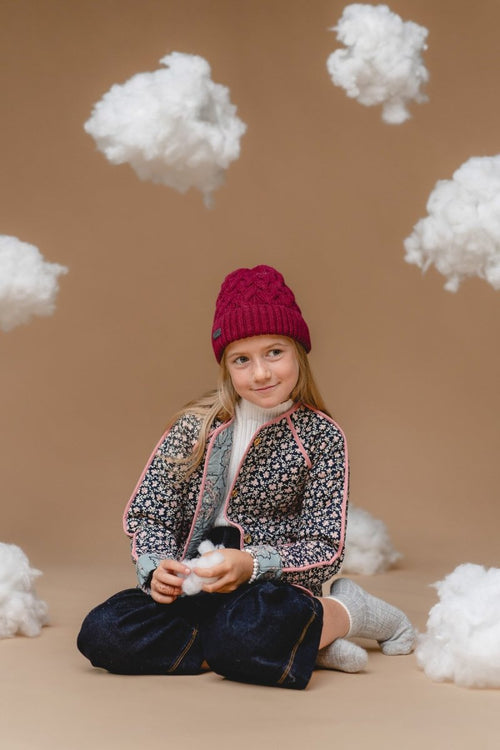 100% Baby Alpaca Cable Hat for Kids (Mulberry) - Tiny Tugz™