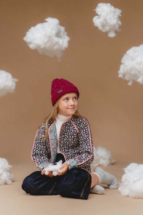 100% Baby Alpaca Cable Hat for Kids (Mulberry) - Tiny Tugz™