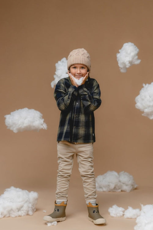 100% Baby Alpaca Cable Hat for Kids (Wheat) - Tiny Tugz™