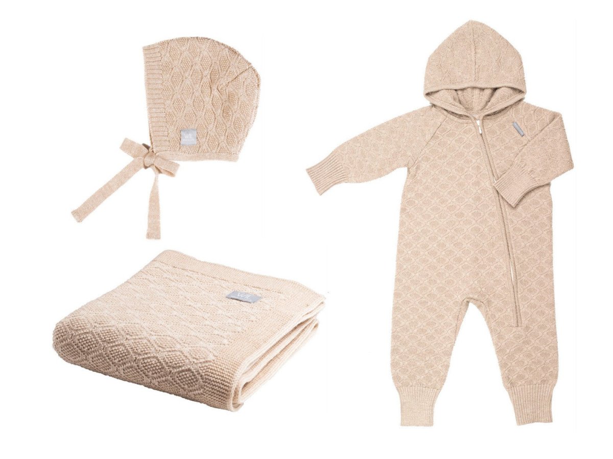 100% Merino Wool Baby Gift Set - Happiness (baby blanket, onesie & bonnet) - Tiny Tugz™