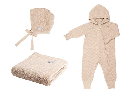 100% Merino Wool Baby Gift Set - Happiness (baby blanket, onesie & bonnet) - Tiny Tugz™