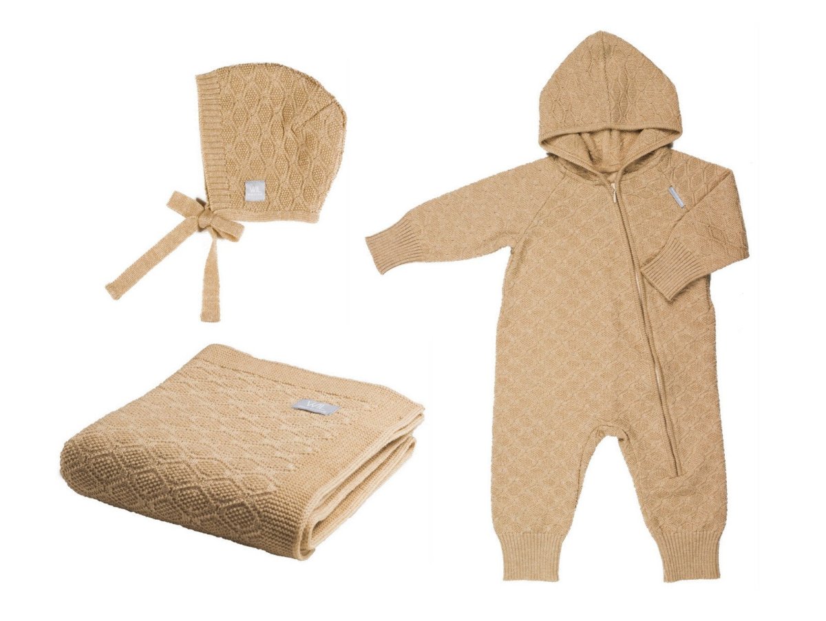100% Merino Wool Baby Gift Set - Happiness (baby blanket, onesie & bonnet) - Tiny Tugz™