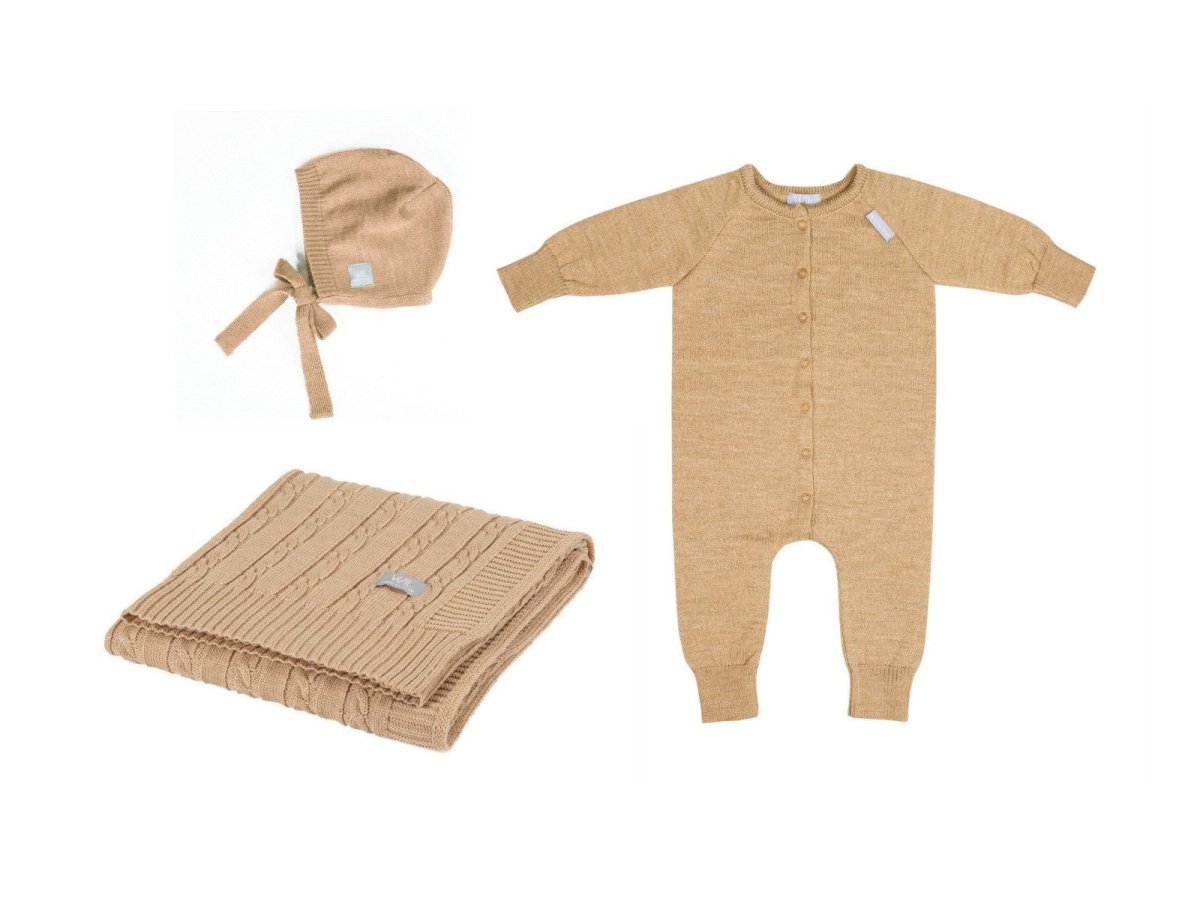 100% Merino Wool Baby Gift Set - Joy (baby blanket, onesie & bonnet) - Tiny Tugz™
