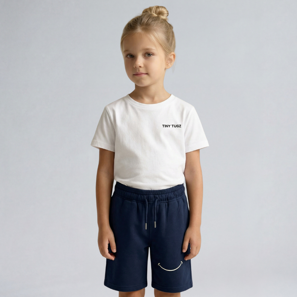 Kids Casual Organic Cotton Set (White T-Shirt + Navy Shorts)