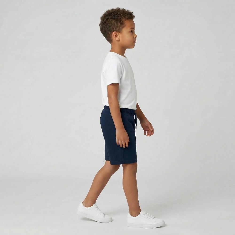 Kids Casual Organic Cotton Set (White T-Shirt + Navy Shorts)