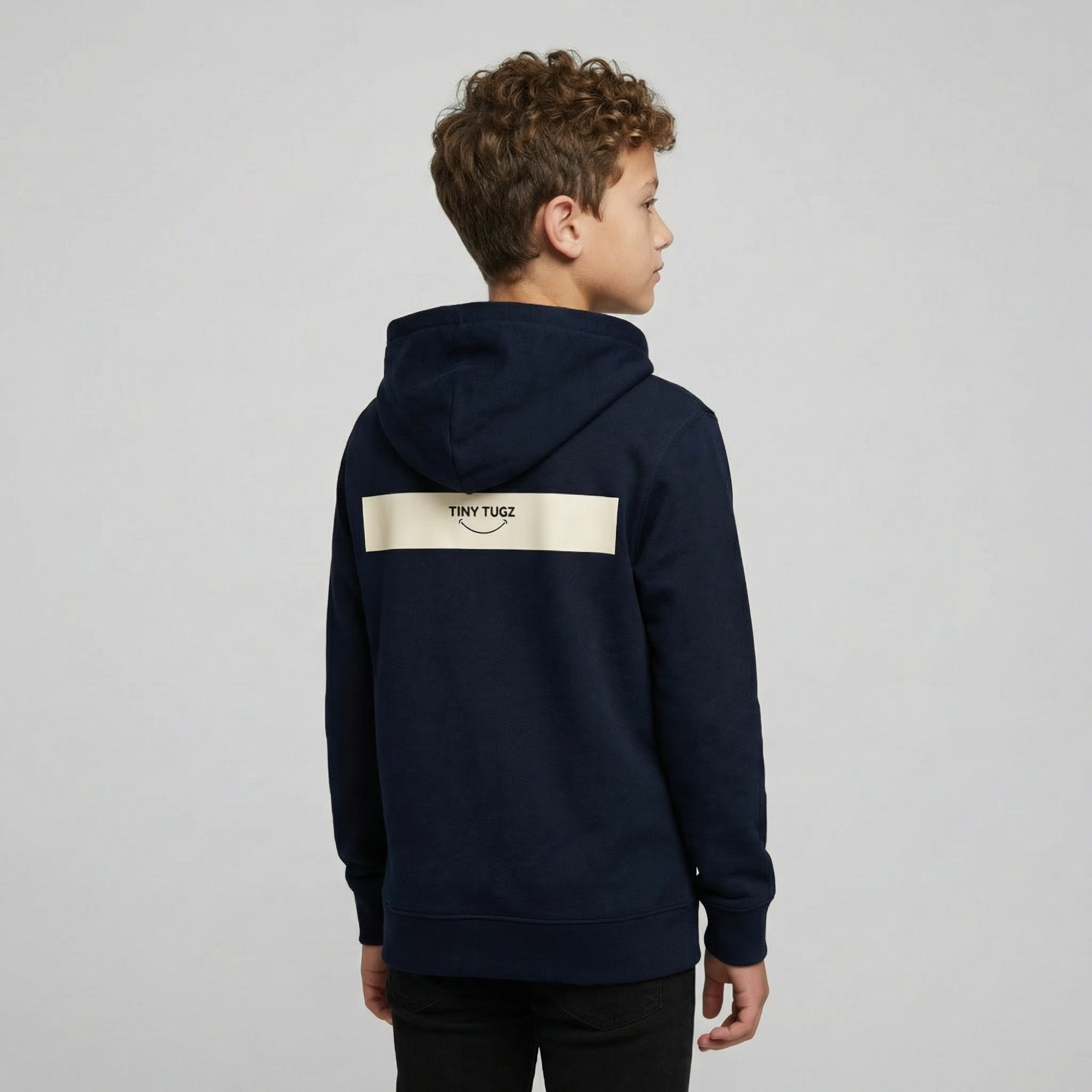 Tiny Tugz™ 100% Organic Cotton Teen Tracksuit – Stripe Logo – Navy