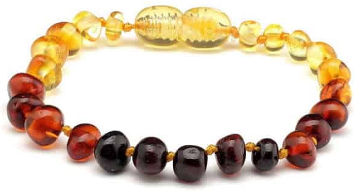 Baby/Child - Amber Bracelet - Rainbow - Round Beads - 14cm