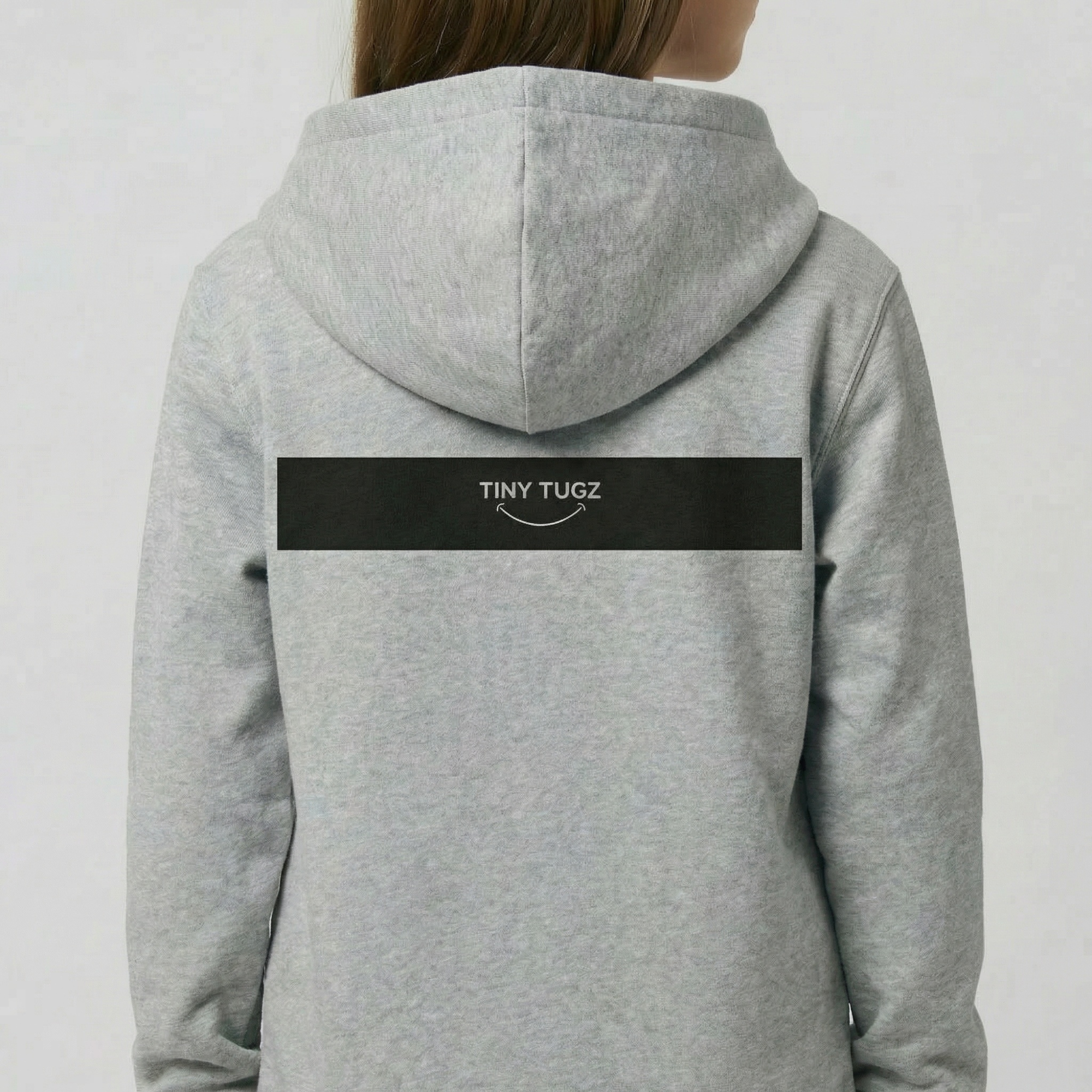 Tiny Tugz™ 100% Organic Cotton Teen Zip Hoodie – Stripe Logo – Grey
