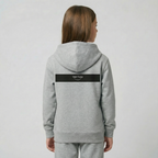 Tiny Tugz™ 100% Organic Cotton Teen Zip Hoodie – Stripe Logo – Grey