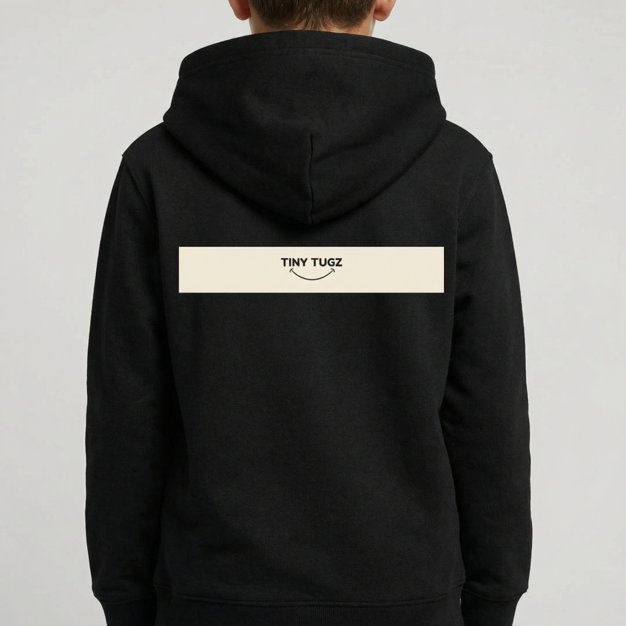 Tiny Tugz™ 100% Organic Cotton Teen Zip Hoodie – Stripe Logo – Black