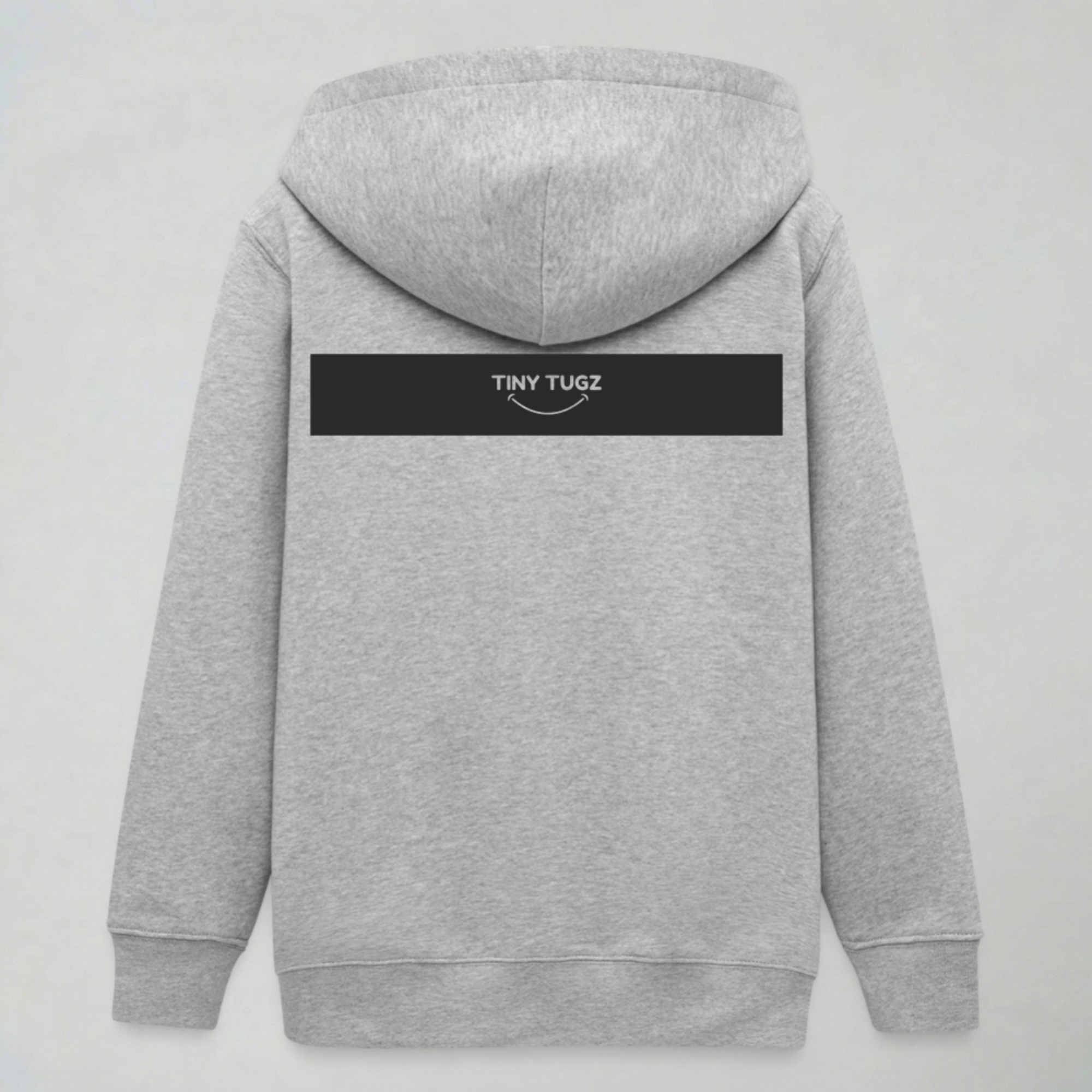 Tiny Tugz™ 100% Organic Cotton Teen Zip Hoodie – Stripe Logo – Grey