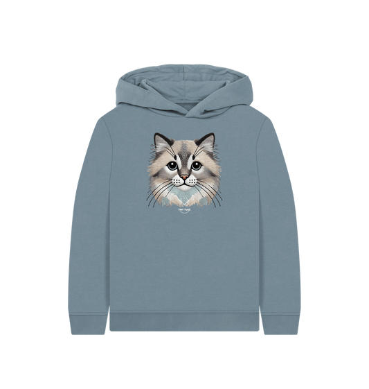 Stone Blue Printed Kids Hoodie