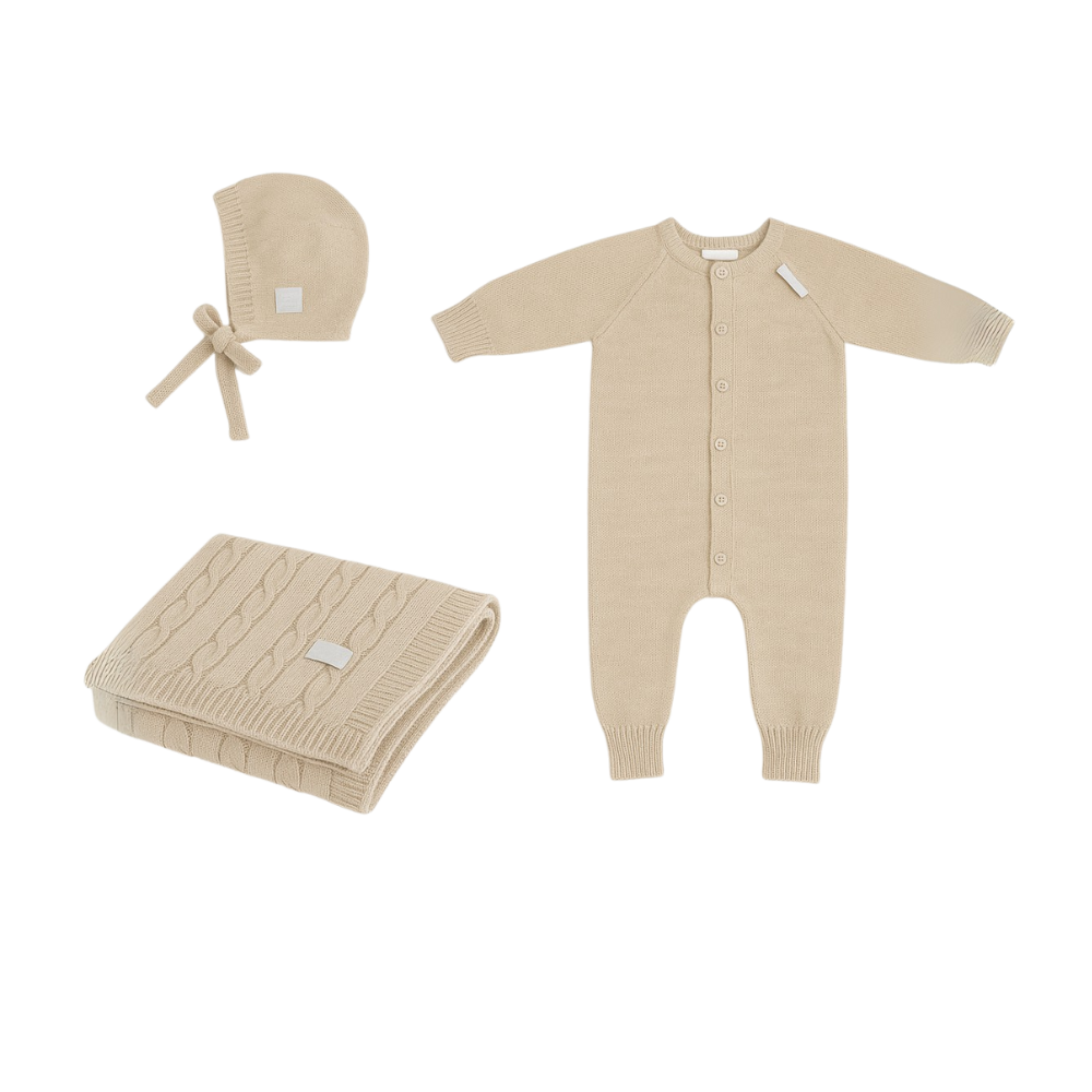 100% Merino Wool Baby Gift Set - Joy (baby blanket, onesie & bonnet)