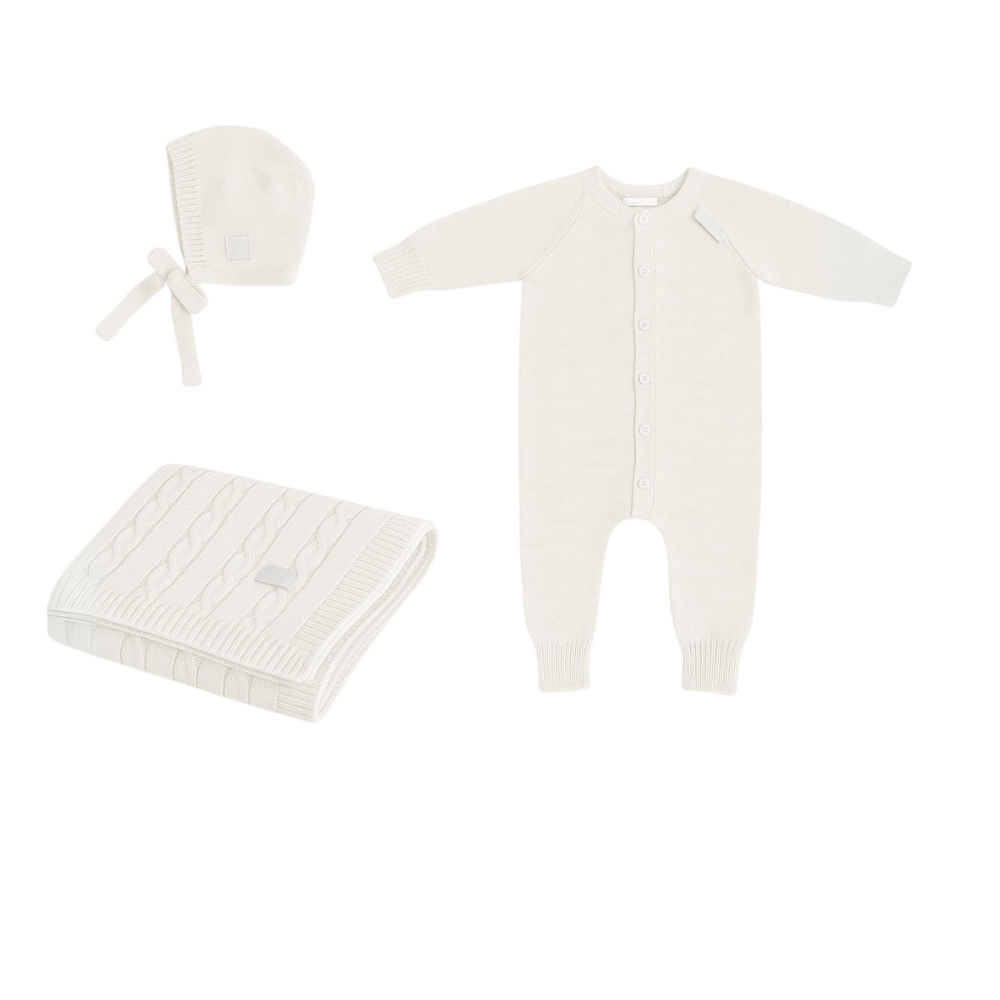 100% Merino Wool Baby Gift Set - Joy (baby blanket, onesie & bonnet)