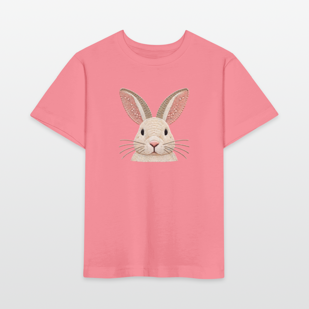 Organic Cotton Kids's T-Shirt (Thread Art Bunny) - pink joy 