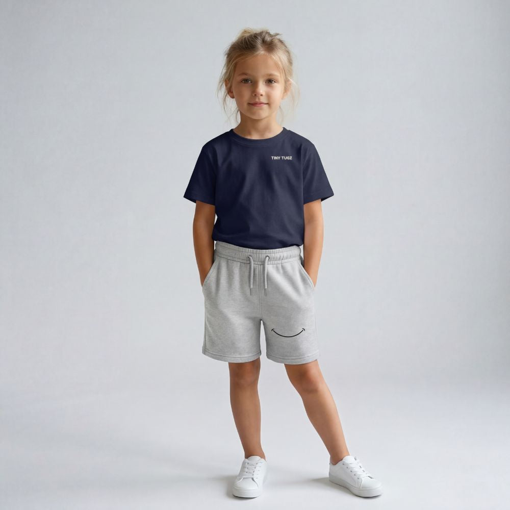 Kids Spring/Summer Organic Cotton Set (Navy T-Shirt + Heather Grey Shorts)
