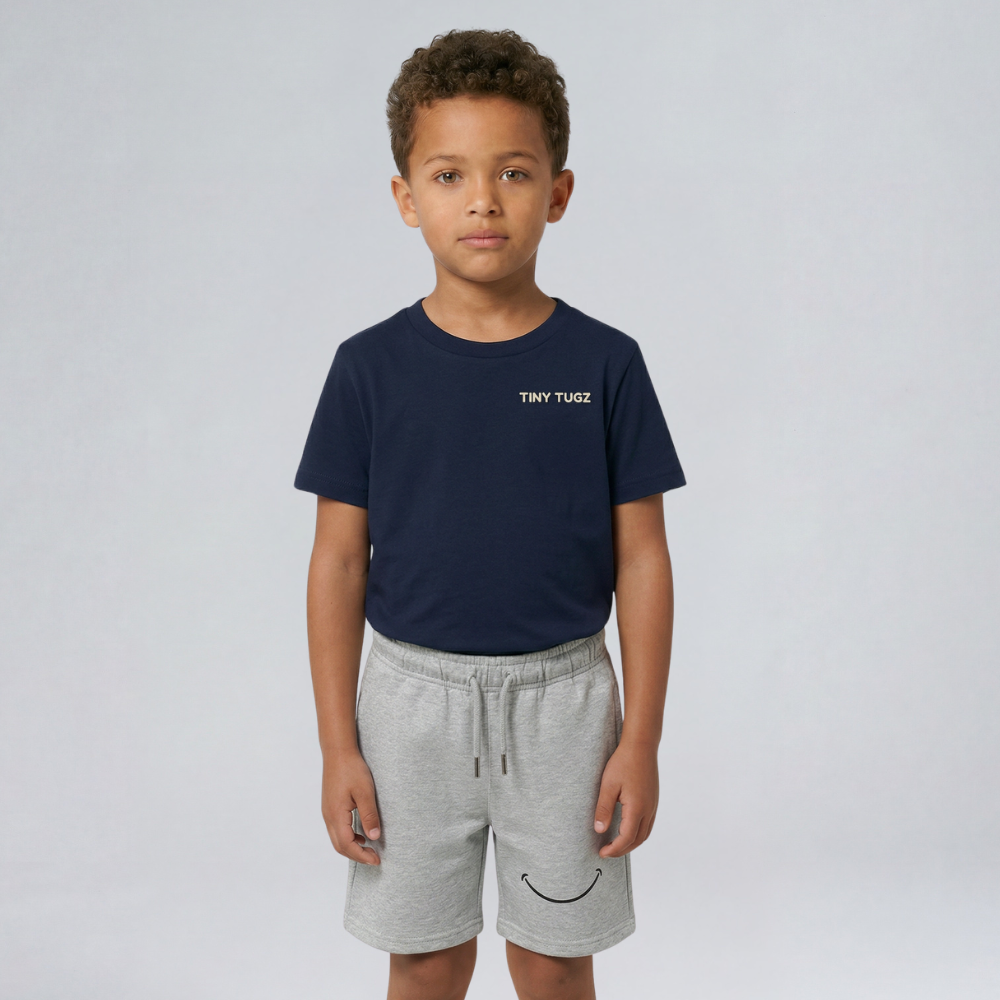 Kids Casual Organic Cotton Set (Navy T-Shirt + Grey Shorts)