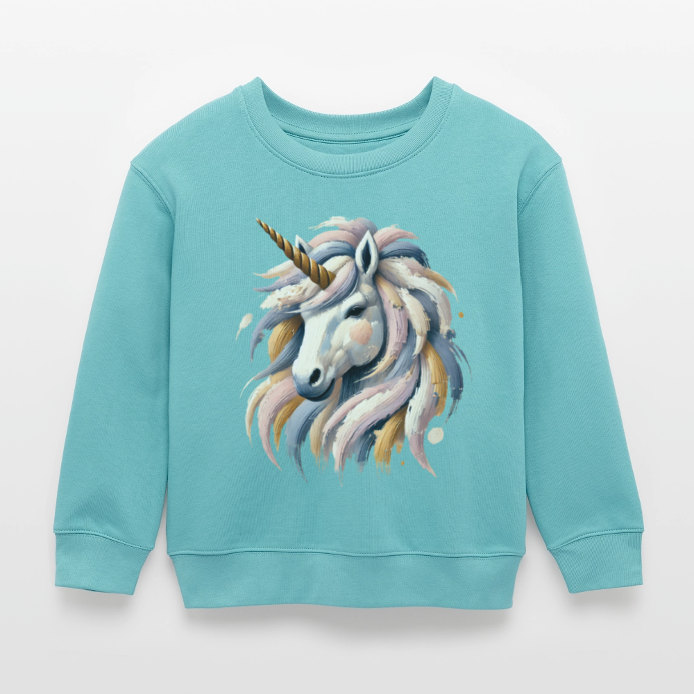 Kids Organic Cotton Sweatshirt (Canvas Unicorn) - pastel turquoise