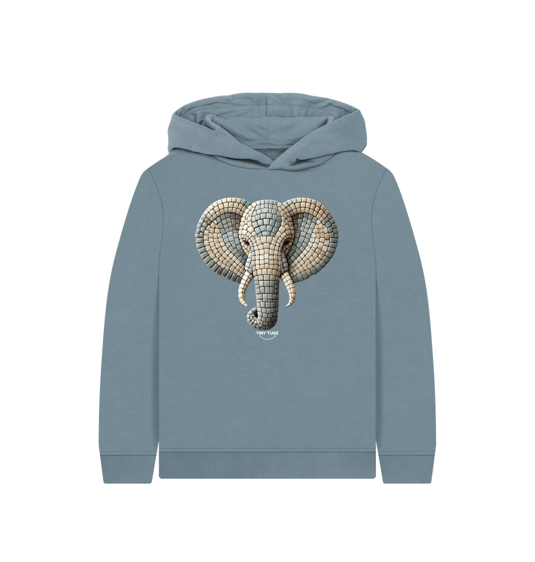 Stone Blue Printed Kids Hoodie