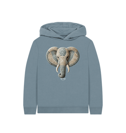 Stone Blue Printed Kids Hoodie