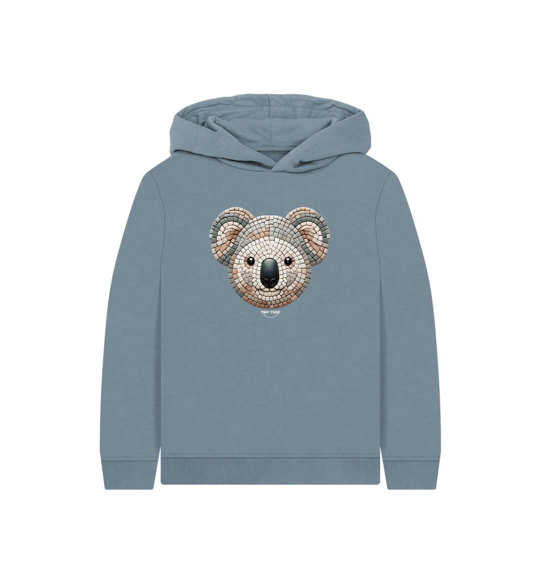 Stone Blue Printed Kids Hoodie