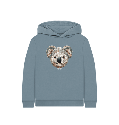 Stone Blue Printed Kids Hoodie