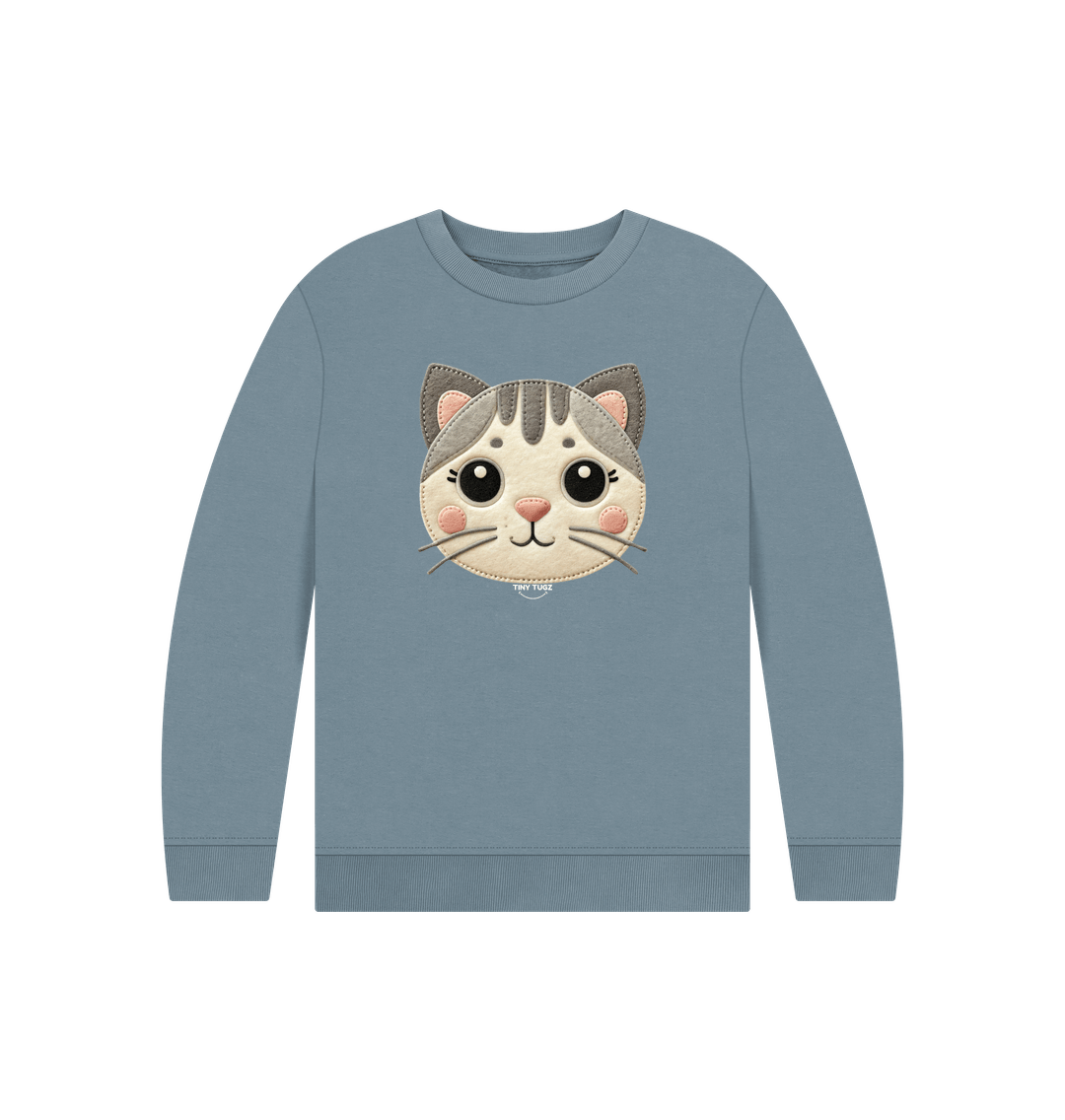 Stone Blue Printed Kids Jumper