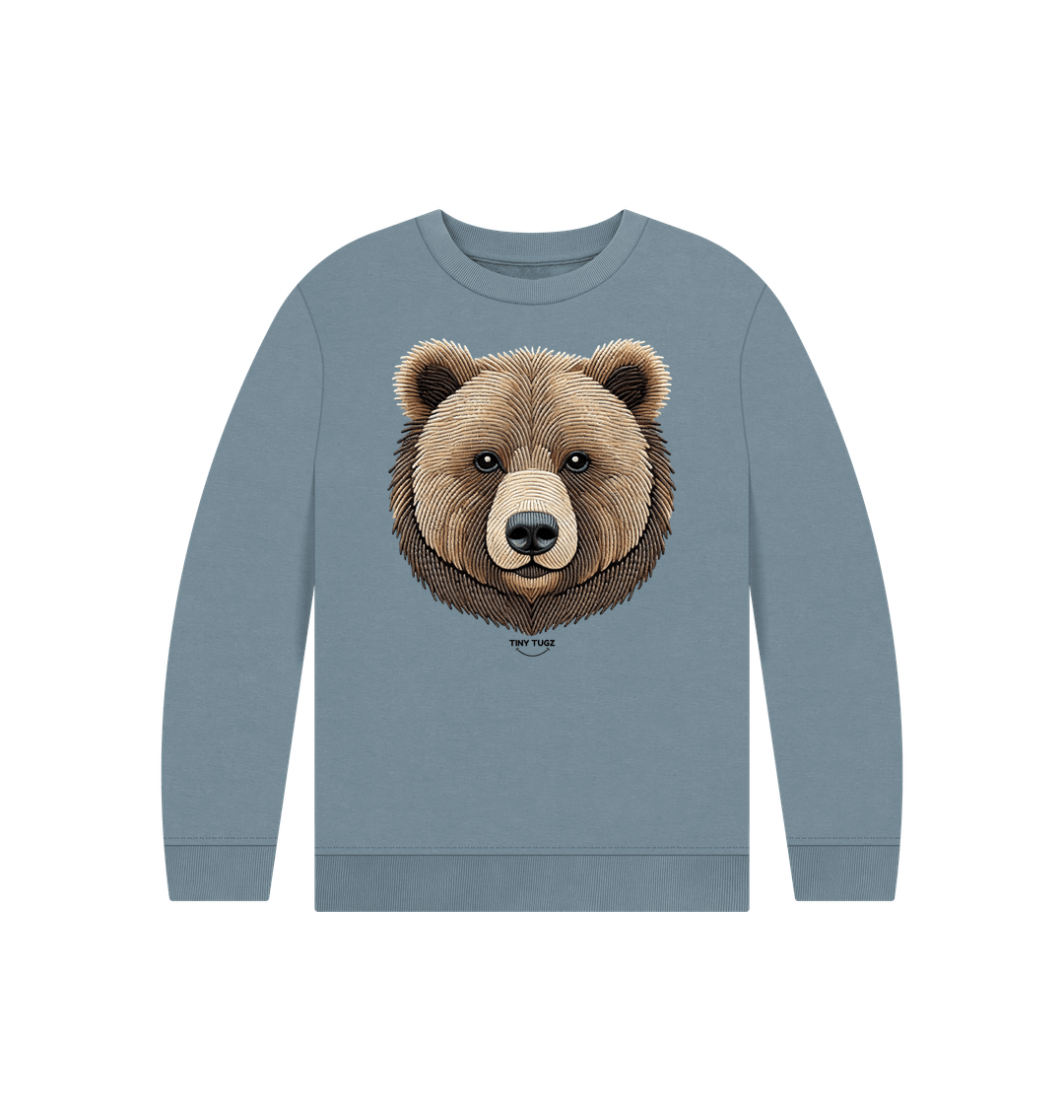 Stone Blue Printed Kids Jumper