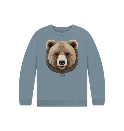 Stone Blue Printed Kids Jumper