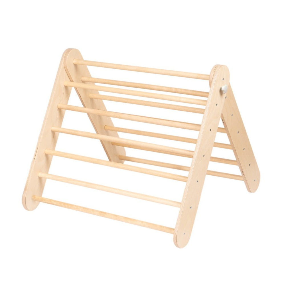 2-in-1 Wooden Triangle Climber & Swedish Wall for Kids (6m–7y) - Natural Wood - Tiny Tugz™