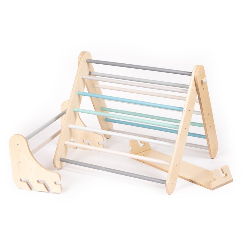 2-in-1 Wooden Triangle Climber & Swedish Wall for Kids (6m–7y) - Pastel - Tiny Tugz™
