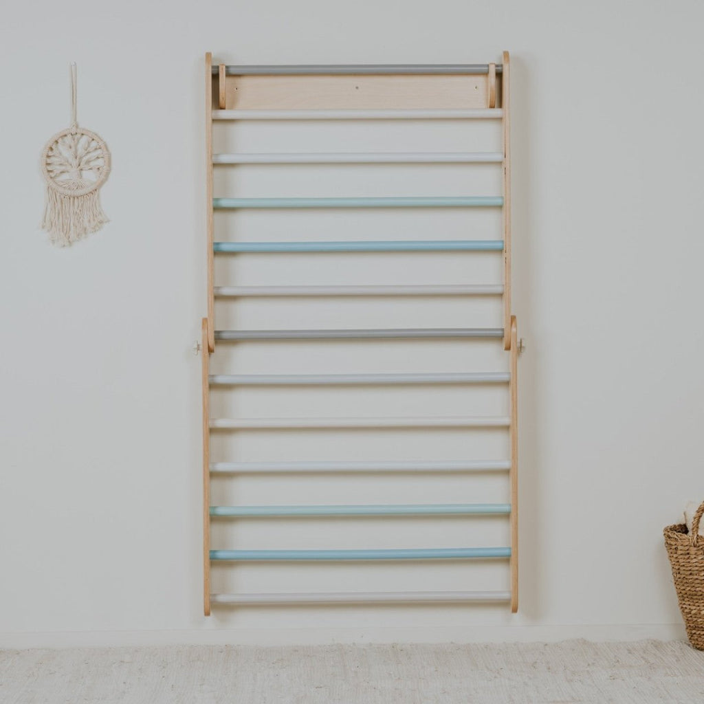 2-in-1 Wooden Triangle Climber & Swedish Wall for Kids (6m–7y) - Pastel - Tiny Tugz™