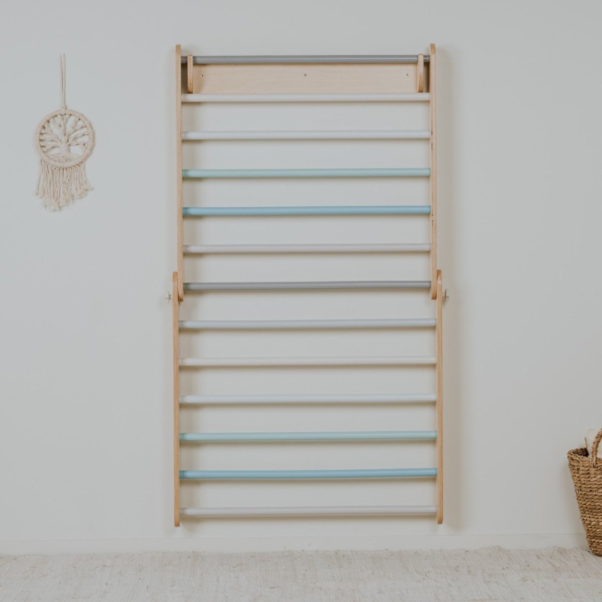 2-in-1 Wooden Triangle Climber & Swedish Wall for Kids (6m–7y) - Pastel - Tiny Tugz™