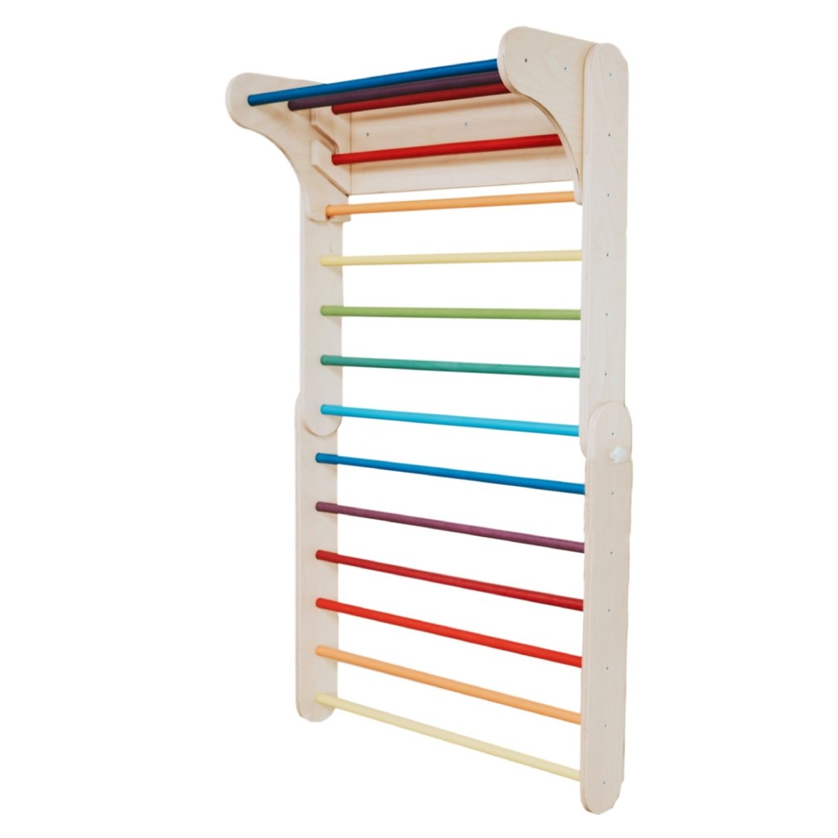 2-in-1 Wooden Triangle Climber & Swedish Wall for Kids (6m–7y) - Rainbow - Tiny Tugz™