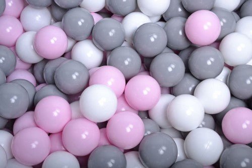 200 Ball Pit Balls, 7 cm - Grey, Pastel Pink & White - Tiny Tugz™