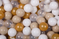 200 Ball Pit Balls - Beige, White, Transparent & Gold - Tiny Tugz™