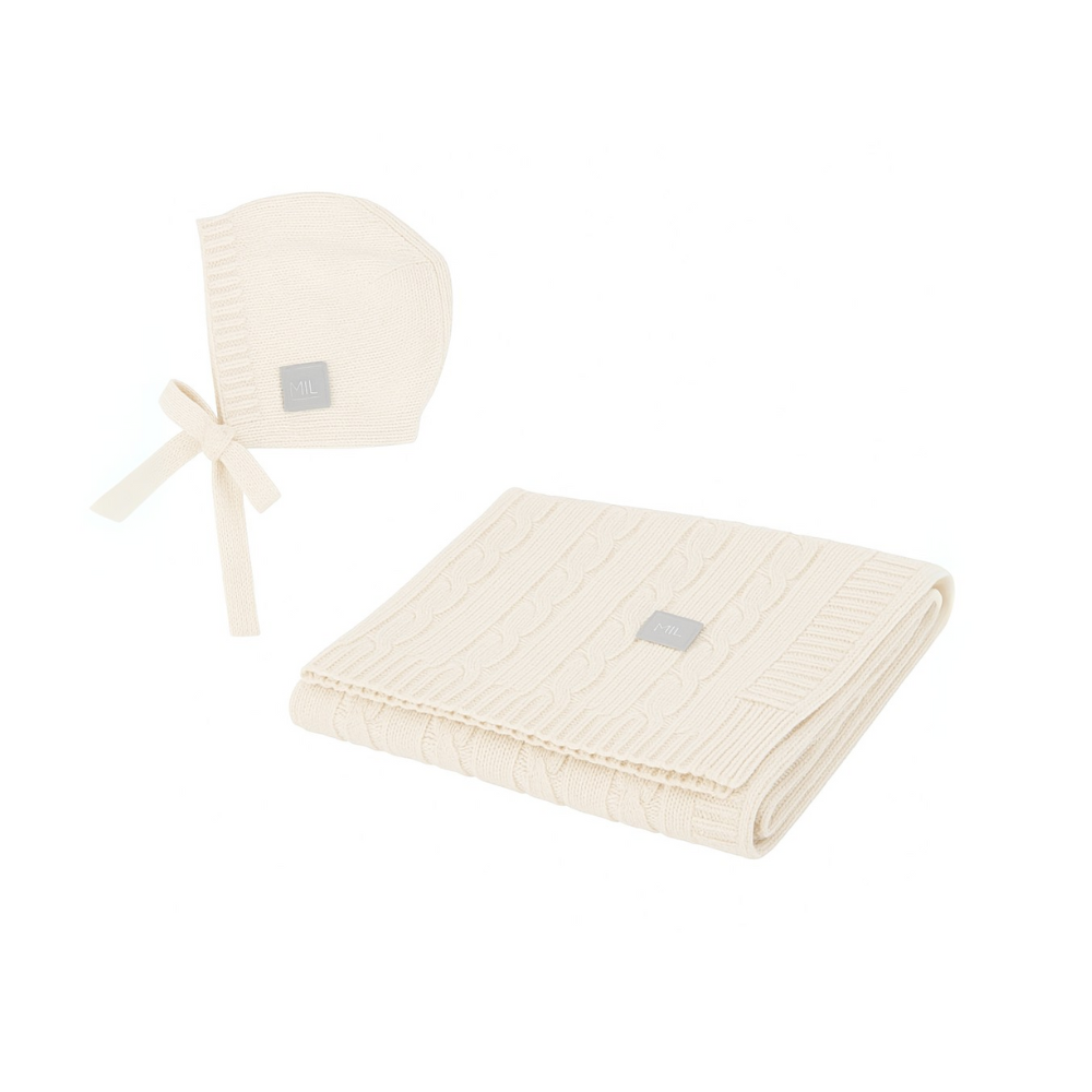 100% Merino Wool Baby Gift Set - Hope (baby blanket & bonnet)