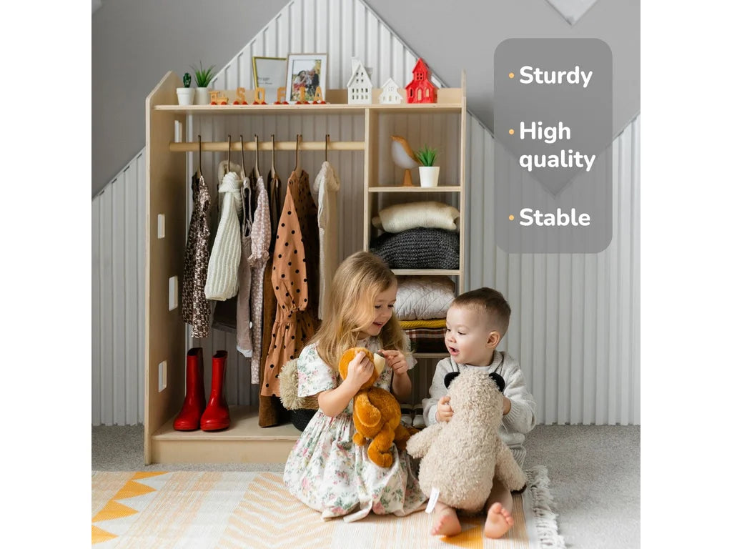 House-Shaped Open Kids Wardrobe – Birch Plywood