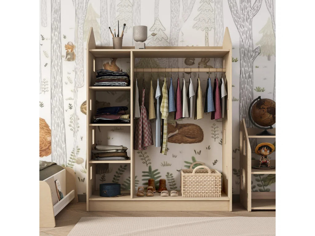 House-Shaped Open Kids Wardrobe – Birch Plywood