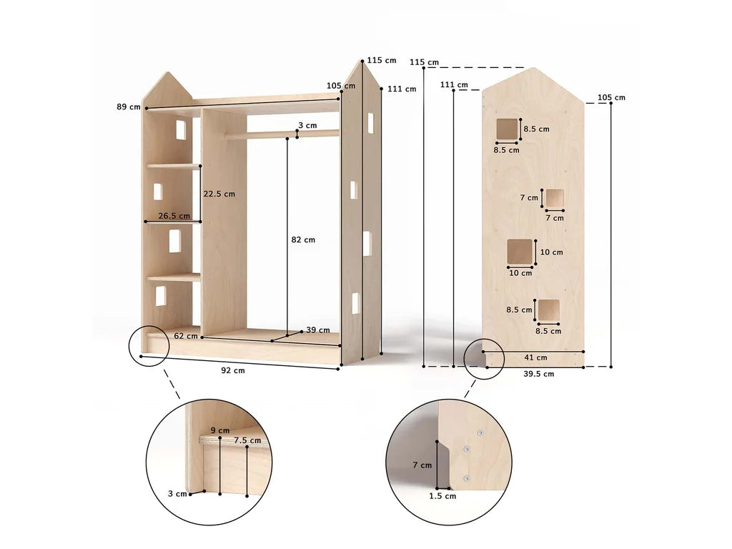 House-Shaped Open Kids Wardrobe – Birch Plywood