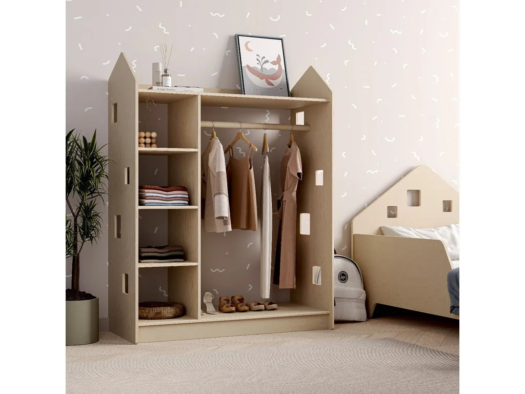 House-Shaped Open Kids Wardrobe – Birch Plywood