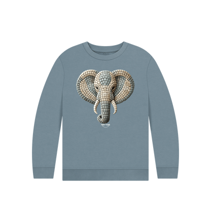 Stone Blue Printed Kids Jumper