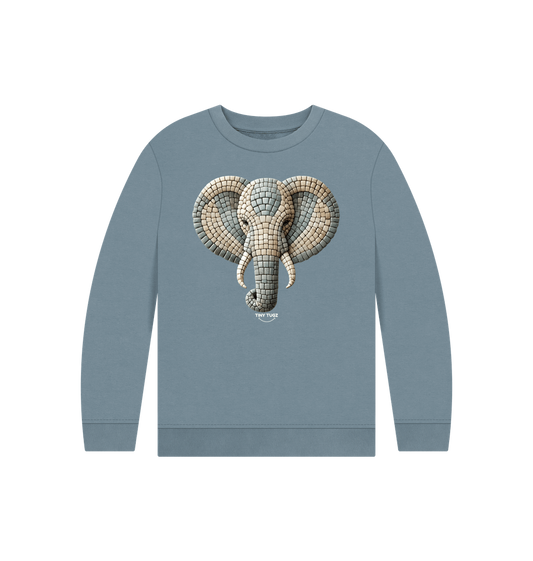 Stone Blue Printed Kids Jumper