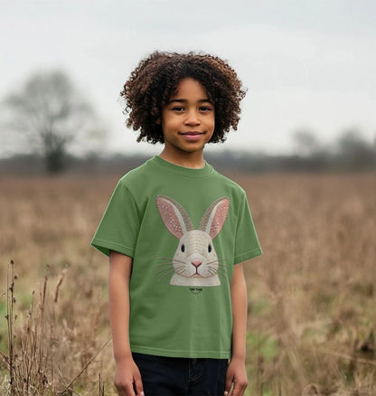 Organic Cotton Kids’ T-Shirt – Embroidery Bunny Design