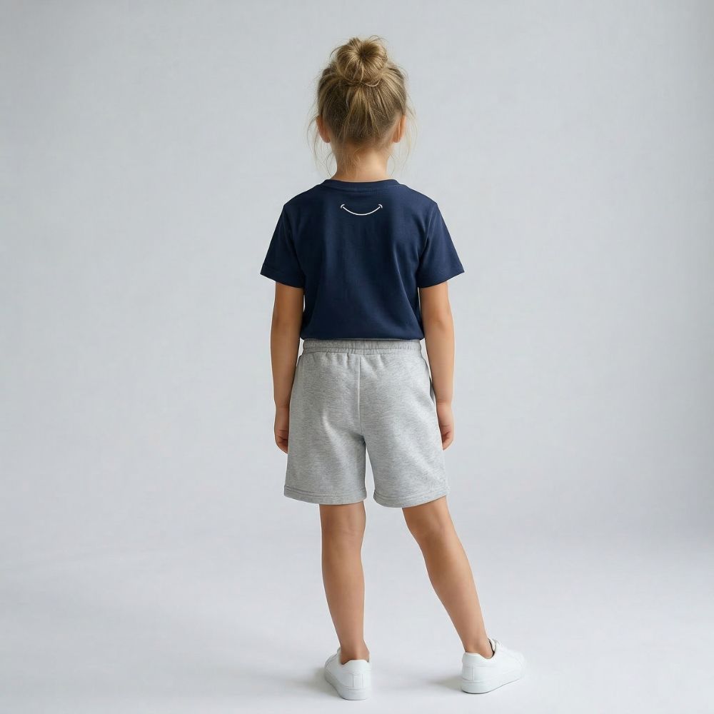 Kids Spring/Summer Organic Cotton Set (Navy T-Shirt + Heather Grey Shorts)