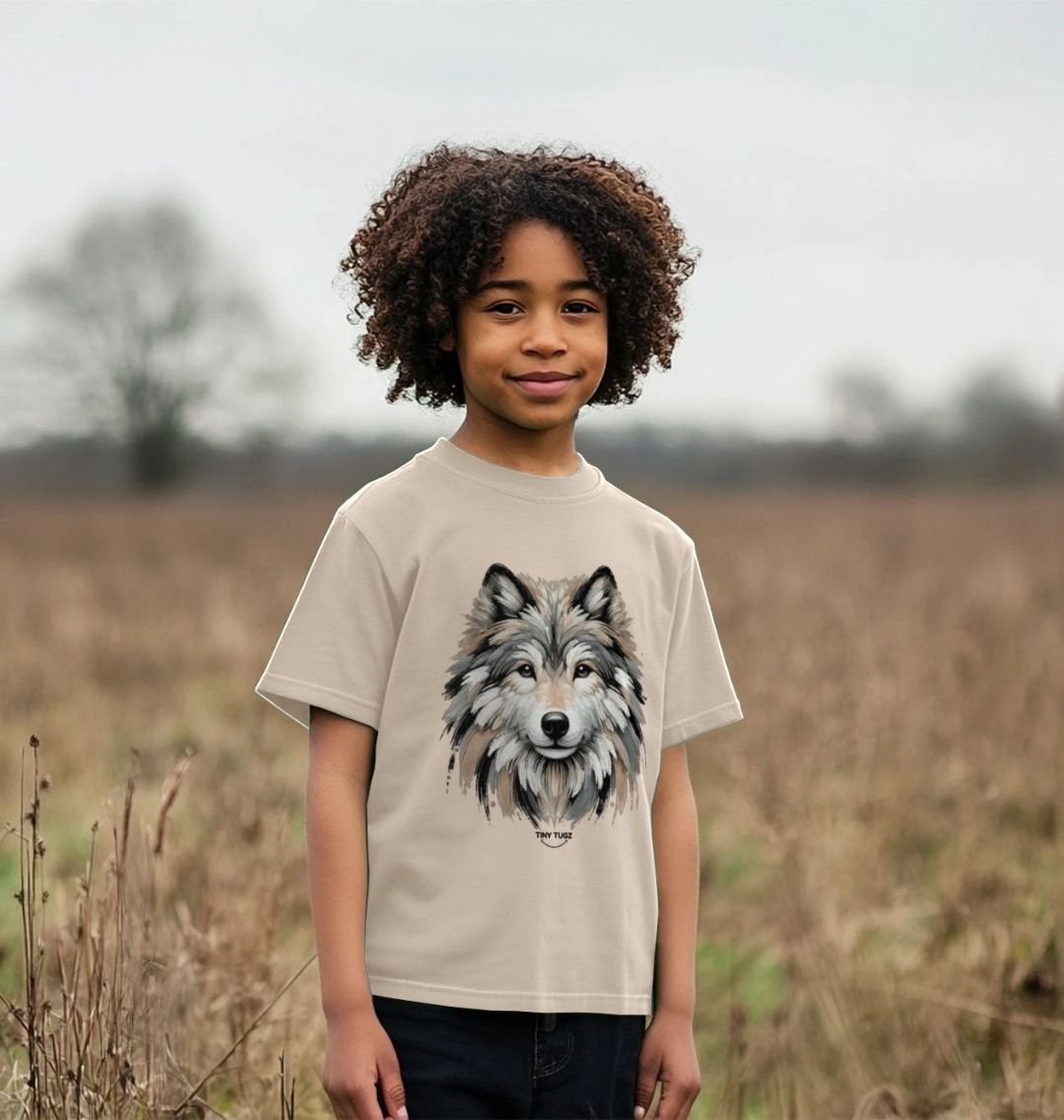 Organic Cotton Kids’ T-Shirt – Canvas Wolf Print