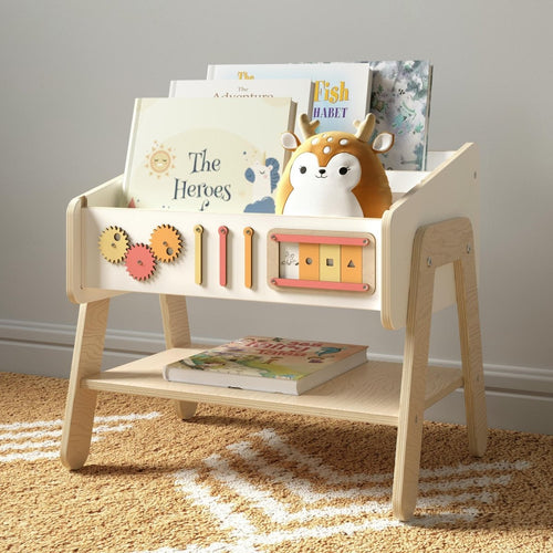 3-in-1 Kids Bookshelf, Chair & Bedside Table – LILU, Birch Plywood - Tiny Tugz™
