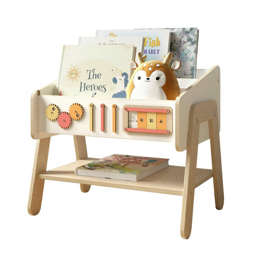 3-in-1 Kids Bookshelf, Chair & Bedside Table – LILU, Birch Plywood - Tiny Tugz™