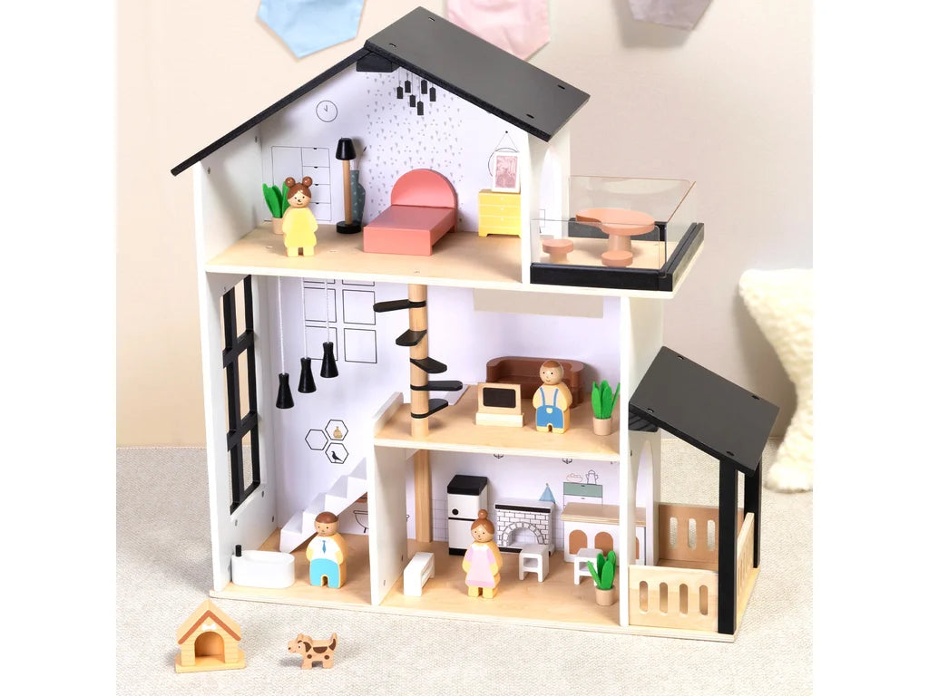 Three-Storey Wooden Dollhouse – NORDI, handmade wooden toy, made in Czech Republic